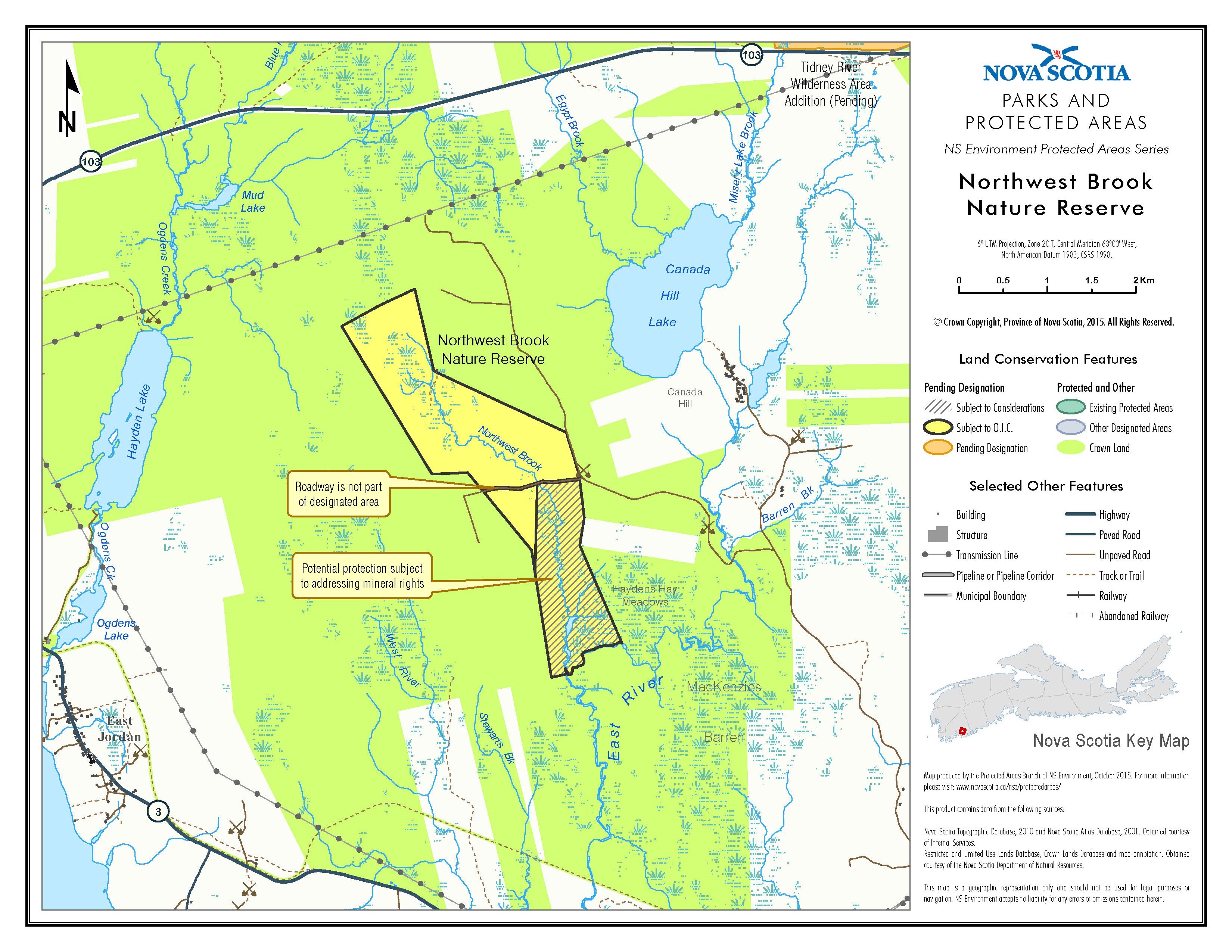 Approximate boundaries of Northwest Brook Nature Reserve